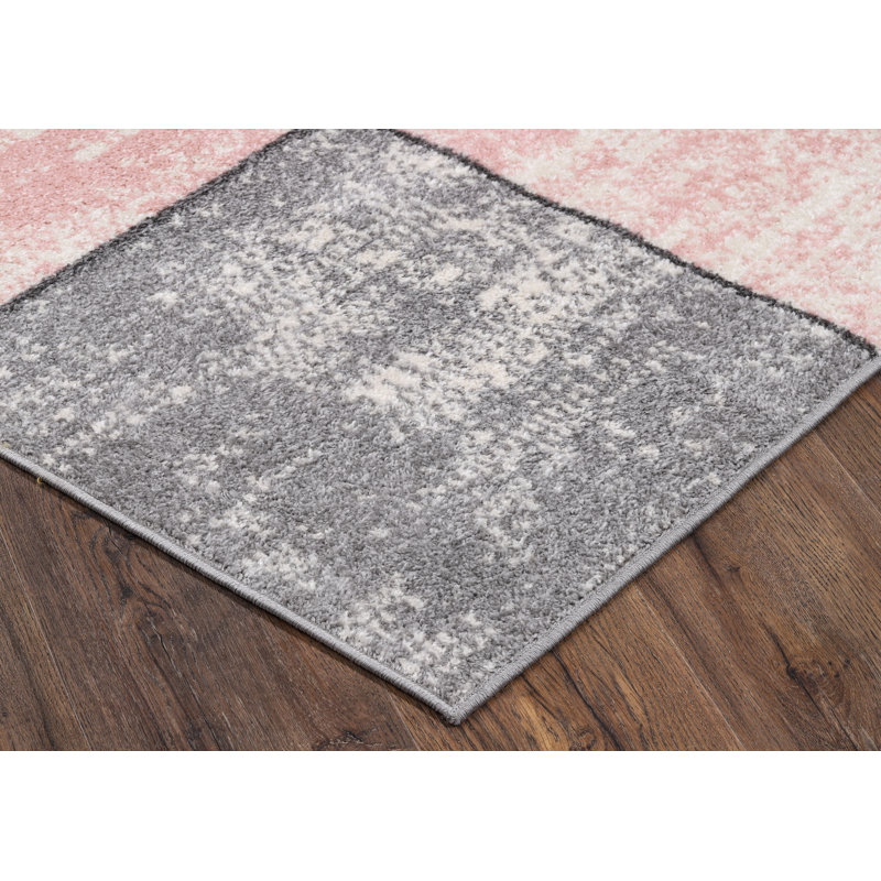 Tapis rose / gris Jaydenlee, Rectangle de 2 pi x 3 pi