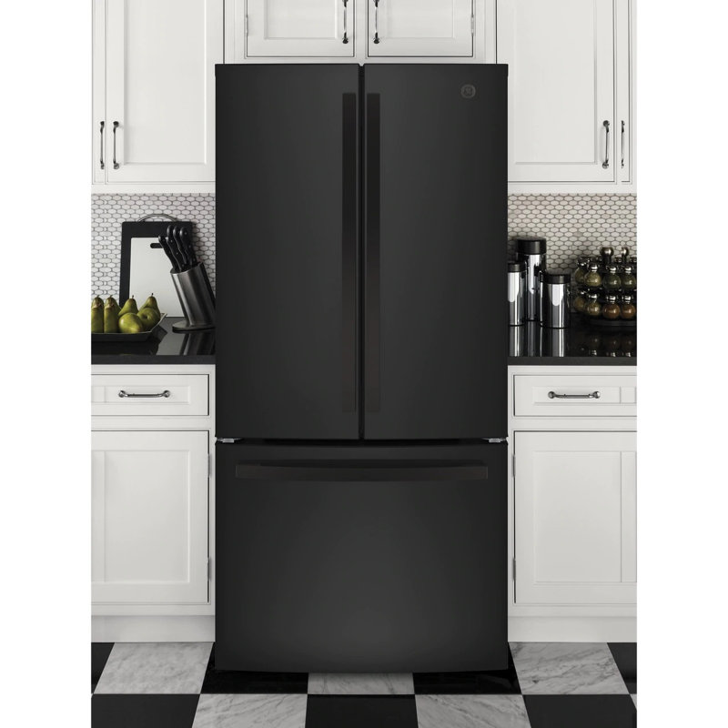 33" Black French Door Refrigerator with Ice Maker and Smart Features
