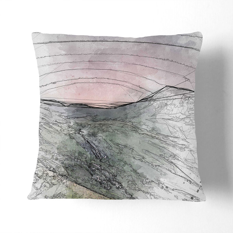 High Alpine Road in Austria Sketch Cushion with Filling, 55cm H x 55cm W x 20cm D, Black