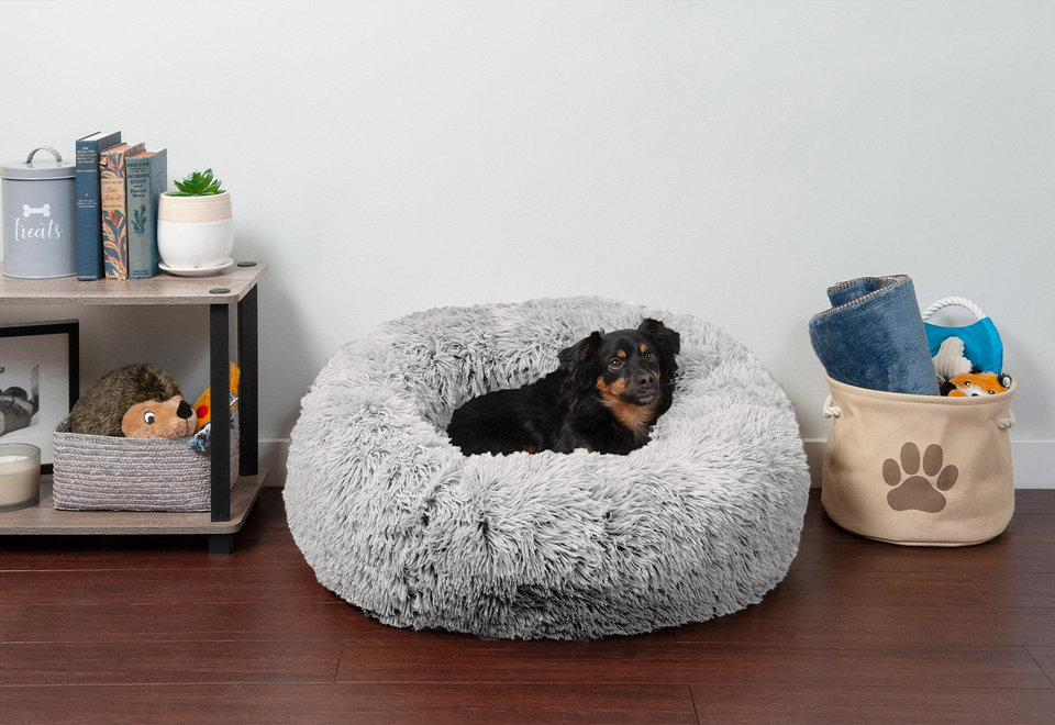 Calming Cuddler Long Fur Donut Bed