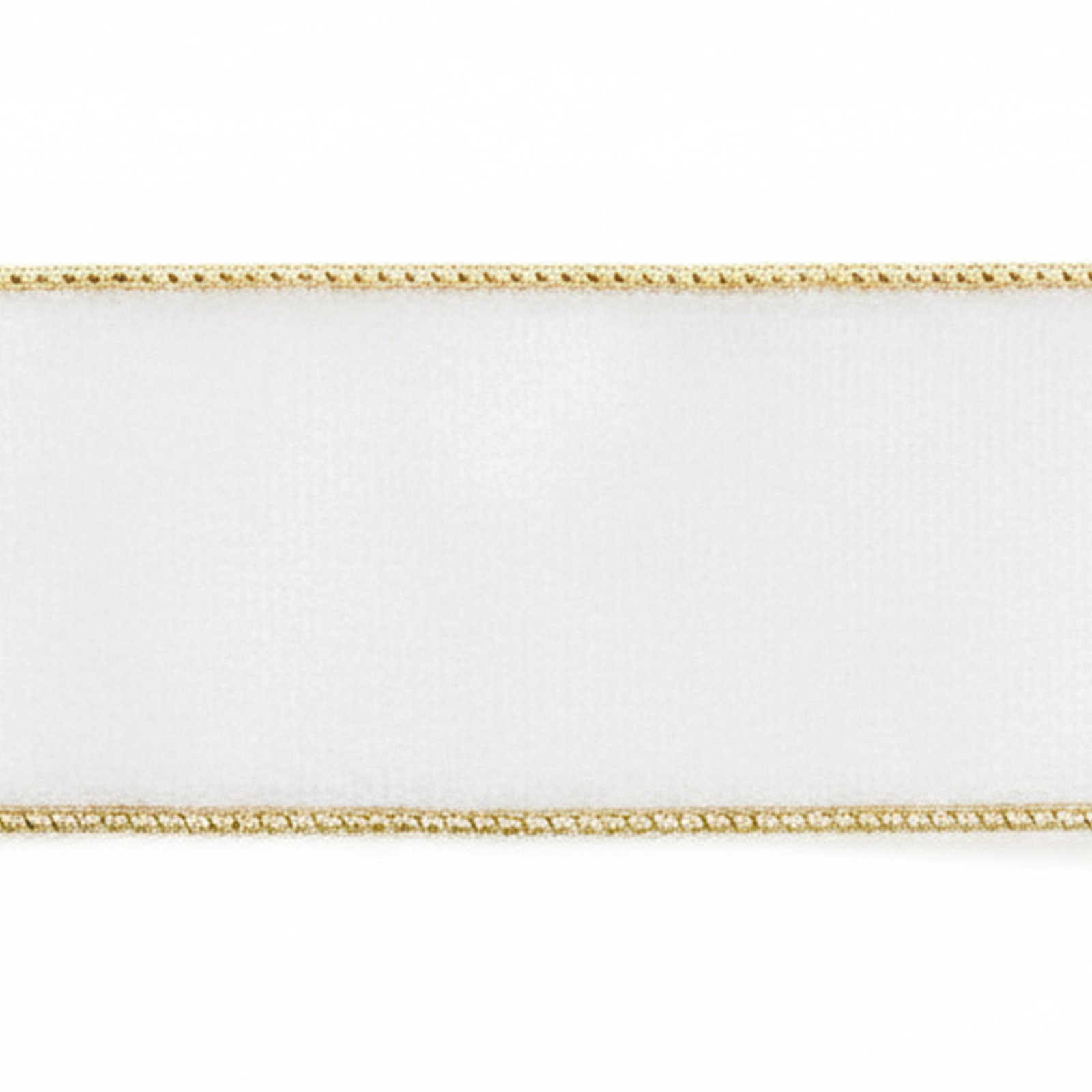 Vickerman 10 Yds Velvet with Gold Trim/Backing Ribbon., White, 0.2" H x 360" W x 2.5" D