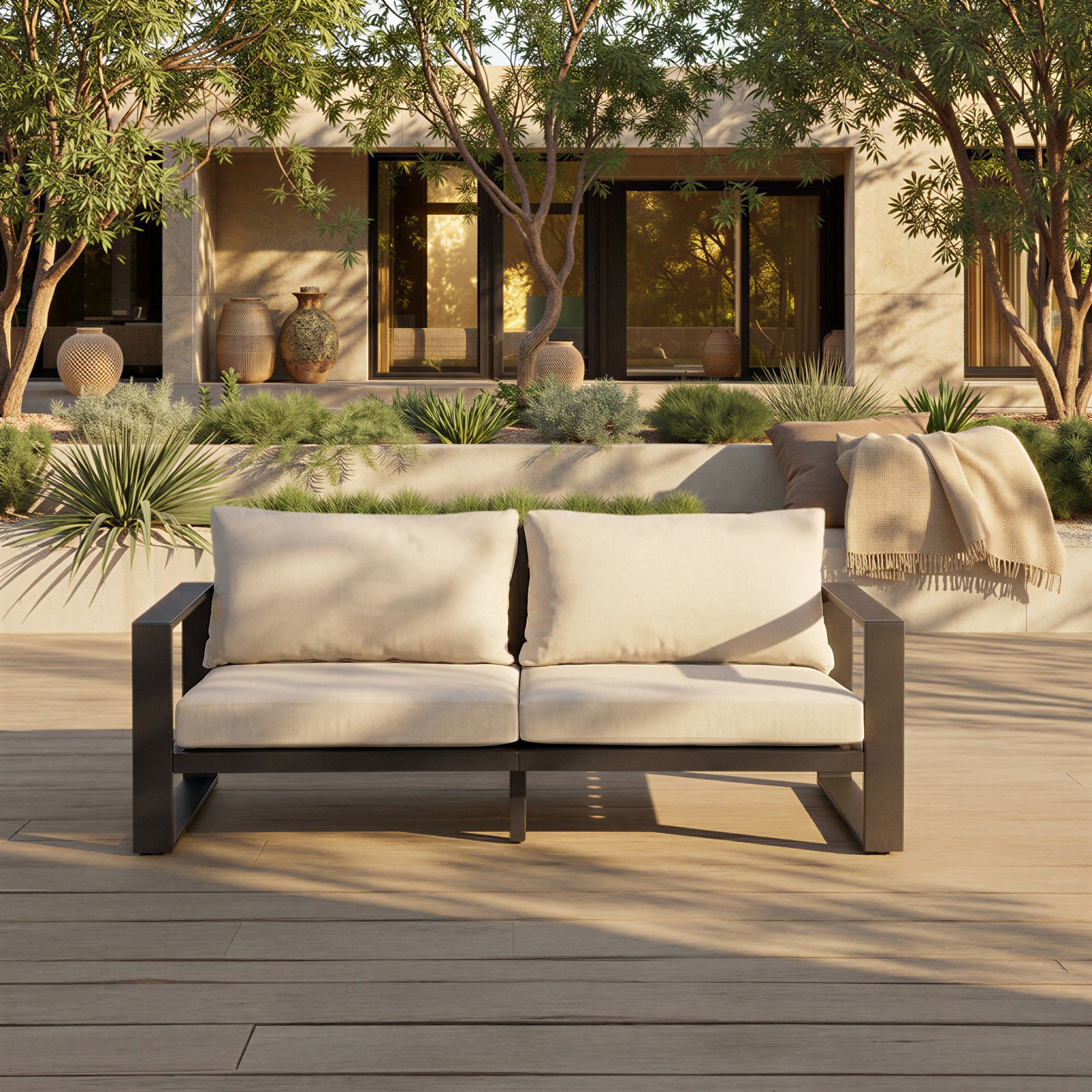Dwyer Aluminum Outdoor Sofa, Brown