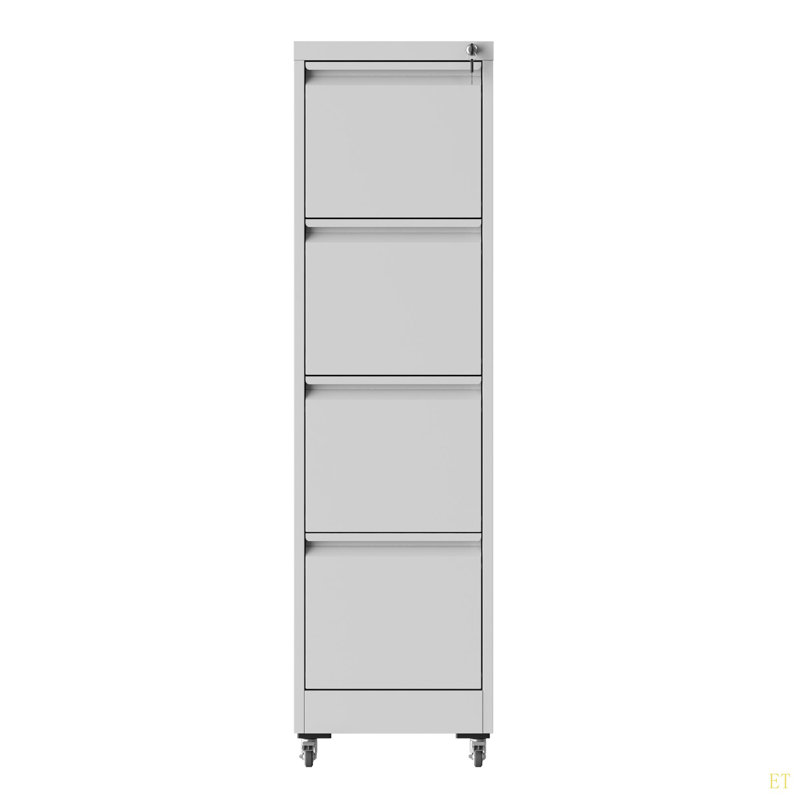 4 Drawer Metal Locking Vertical File Cabinet On Wheels – Heavy-Duty Lockable Cabinet For Home & Office, 17.71"D*15.16"W*52.28"H