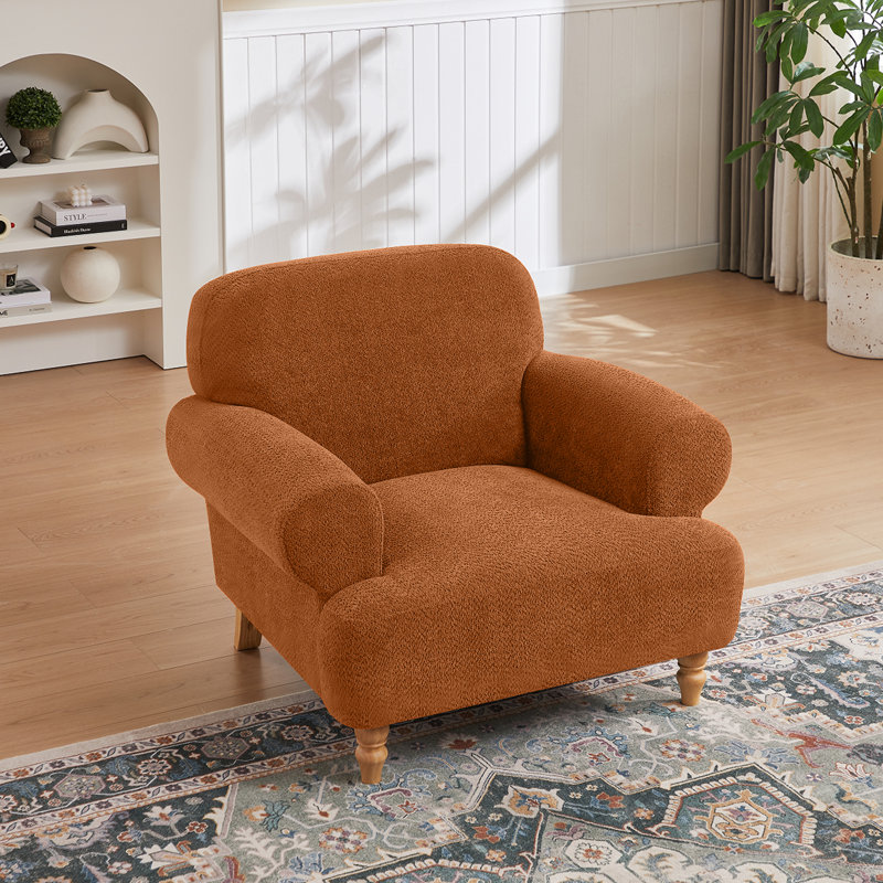 Carri 41.75" Oversized Modern Upholstered Accent Chair with Recessed Arms Solid Wood Legs for Living Room