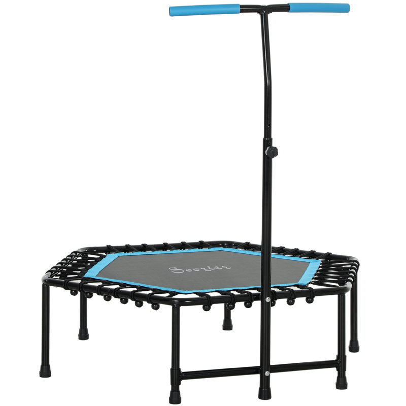 Mini trampoline d'intérieur 45 po avec poignée réglable, bleu