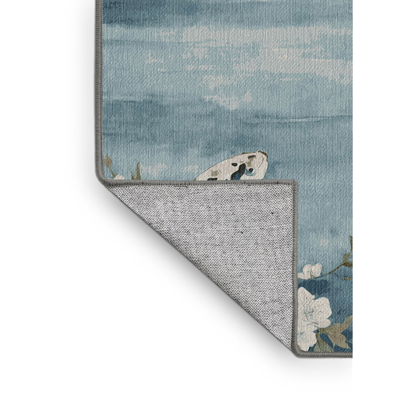Machine Washable Gray Area Rug, Rectangle 7' x 9'