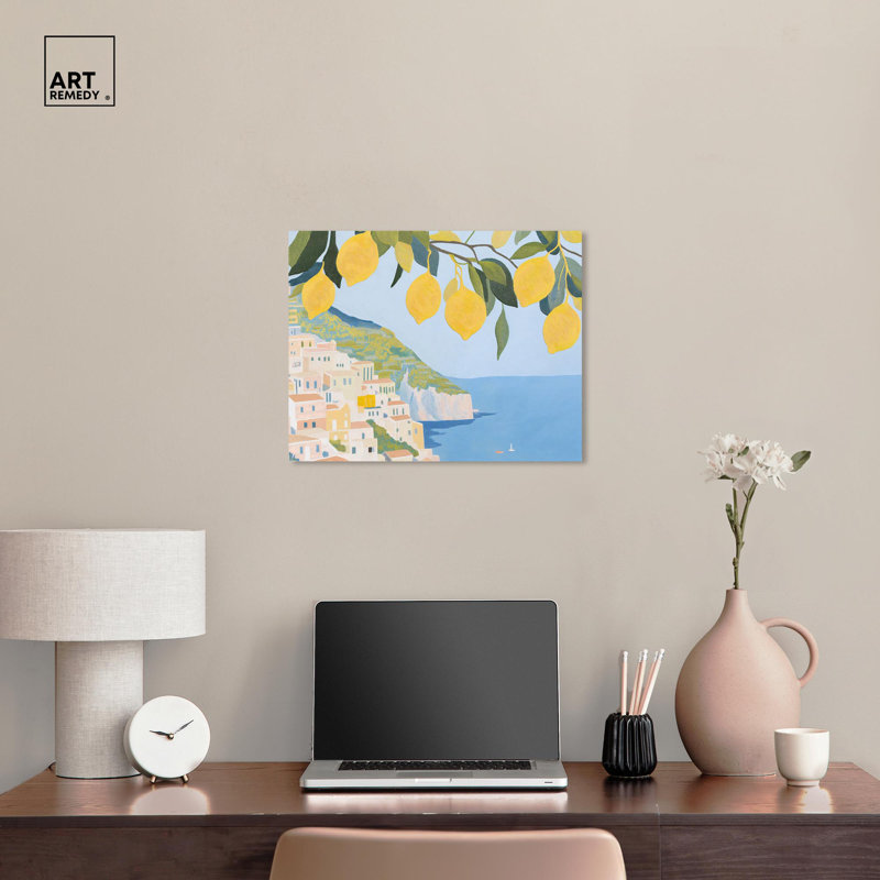 «Lemon Tree Vista», art côtier tendance par Art Remedy, H 16 po x l 20 po, Toile tendue