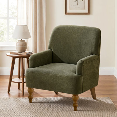 28.7" Upholstered Armchair With Tight Back And Solid Wood Legs