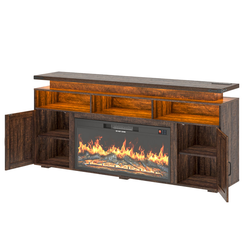 Fireplace TV Stand, Brown
