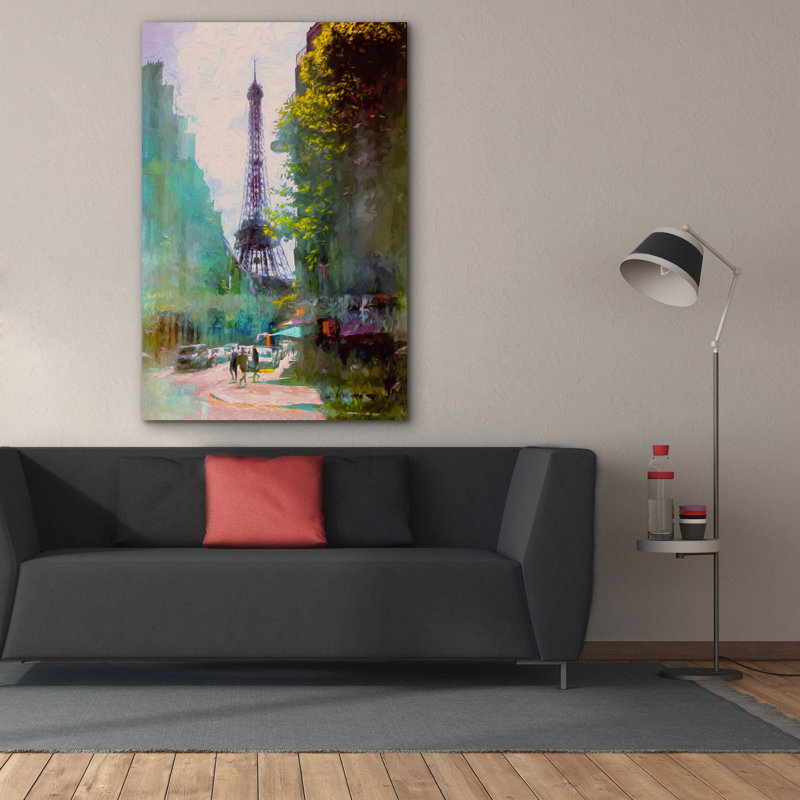 «Paris Street» par John Rivera - reproduction d'art sur toile tendue, H 60 po x l 40 po x P 1,5 po
