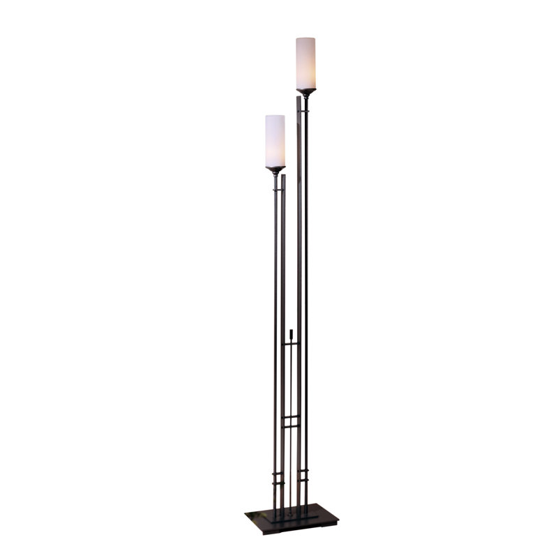 Lampe sur pied 75 po Metra, Fer naturel, Opale