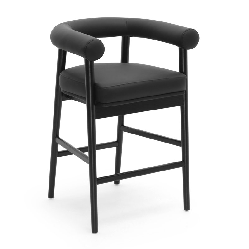 Tabouret de comptoir en cuir Spara, Noir