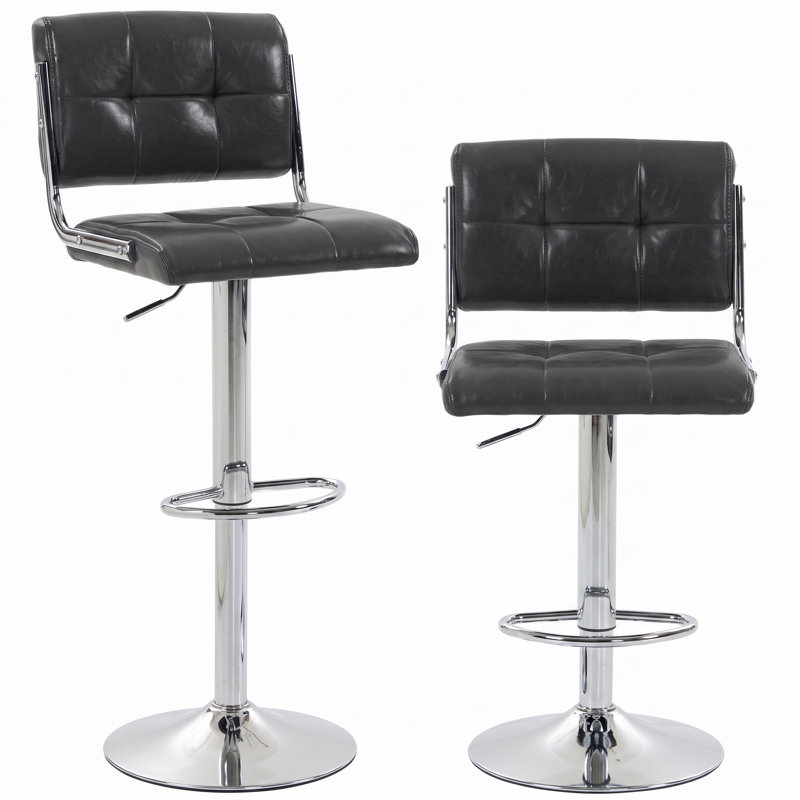 Swivel Upholstered Bar Stool, Green/Chrome