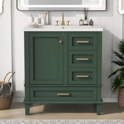 Deonni 30'' Single Bathroom Vanity with Resin Top