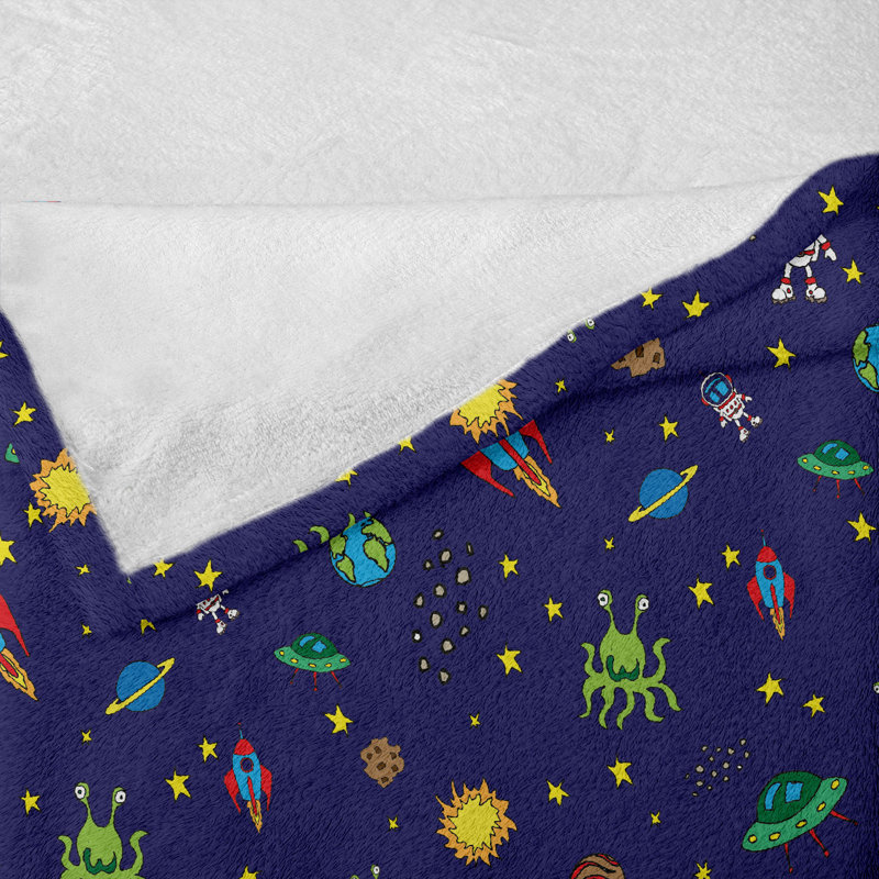 Ambesonne Space Fleece Throw Blanket Doodle Cosmos Elements Multicolor, 50" W x 60" L