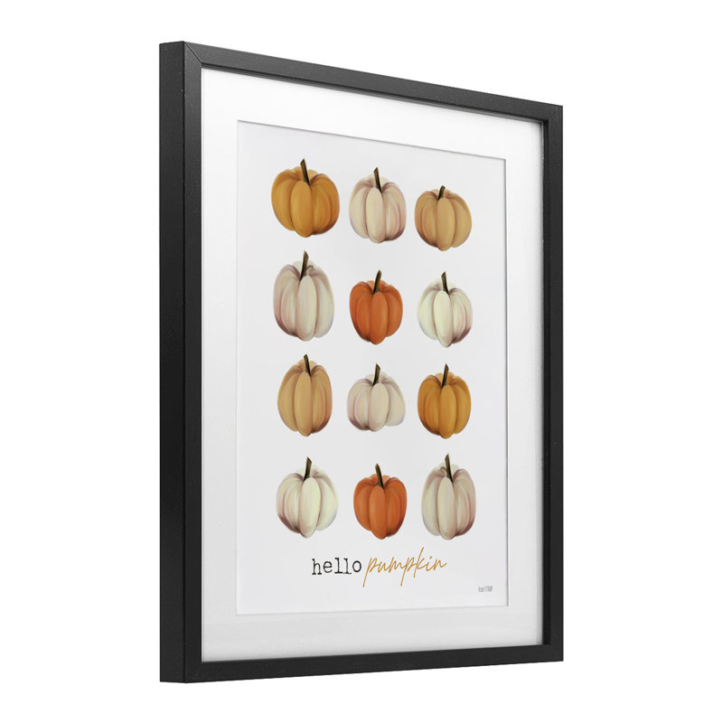 «Hello Pumpkin Autumn Gourds», reproduction encadrée sous verre, conception de House Fenway, H 21 po x l 17 po