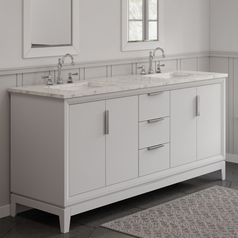 Elizabeth 72'' W Double Vanity, White