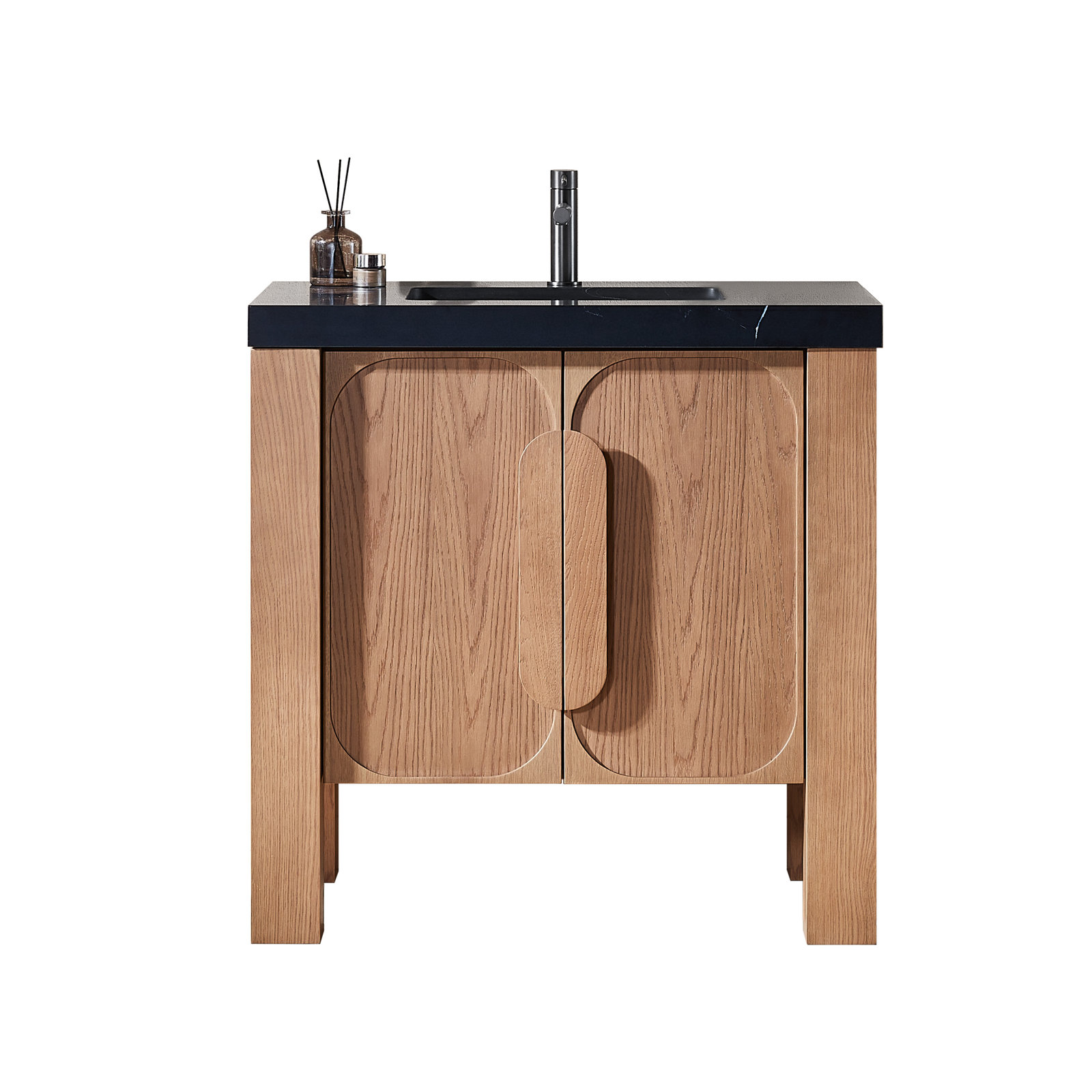 Munich 36" Single Vanity, Black, Natural