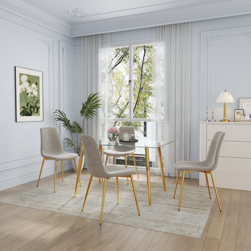 Garold 5- Piece Dining Set, Gold, Gray/Gold