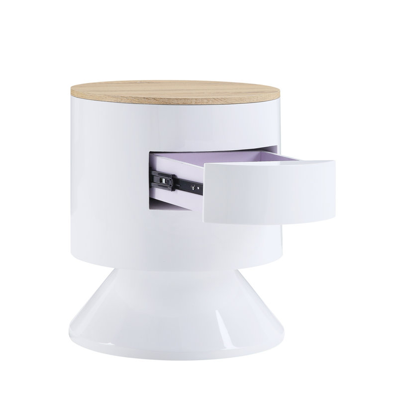 Table d'appoint en bois blanc avec présentoir et utilitaire - entièrement assemblée, assemblage rapide - utilisation élégante sans assemblage requis