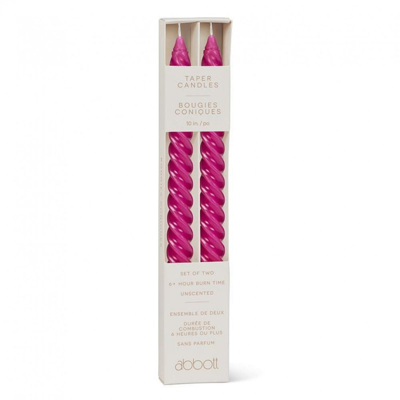 Ensemble de 2 bougies en spirale serrées, Fuschia