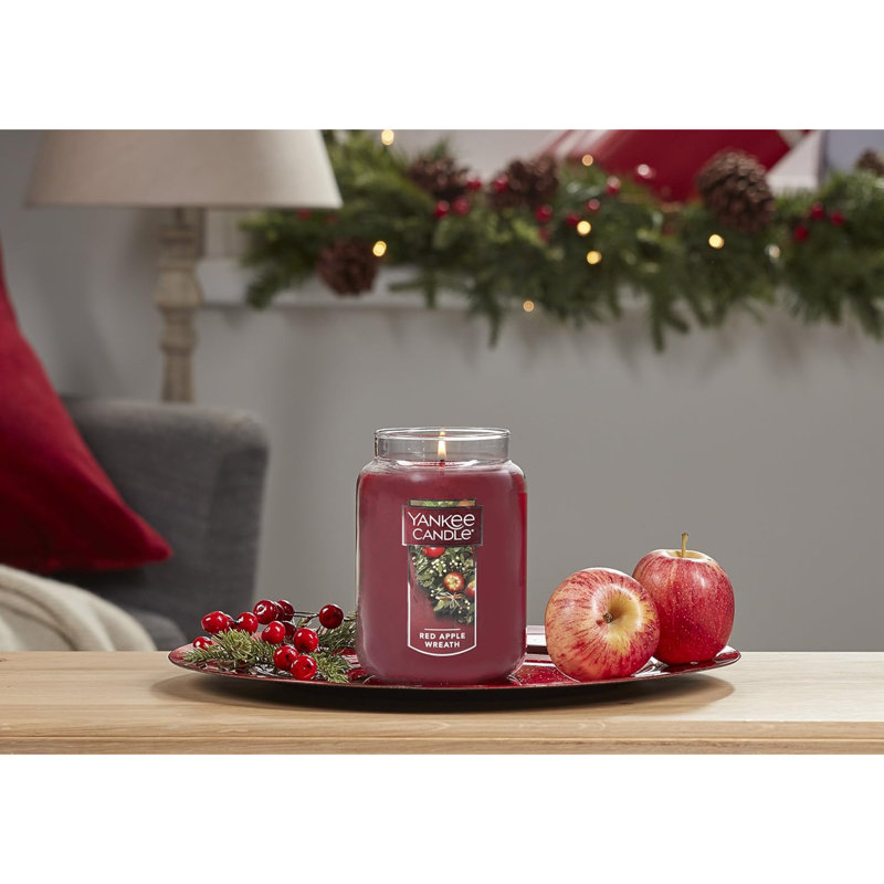 Red Apple Wreath Scented Jar Candle