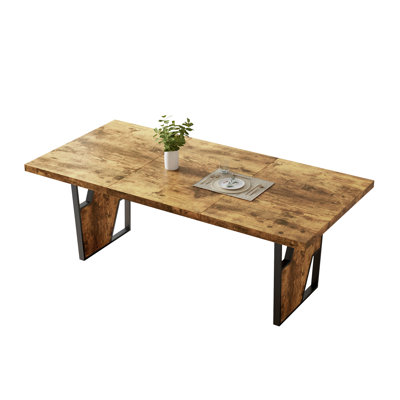 70.8“ Rectangular Kitchen Dining Table For 6-8 People, Modern Farmhouse Style Dining Table, Suitable For Restaurants, Kitchens, And Living Rooms