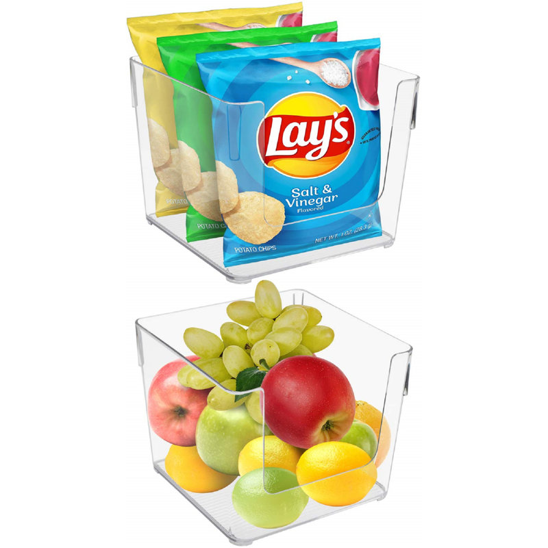 2 bacs de rangement ouverts en plastique