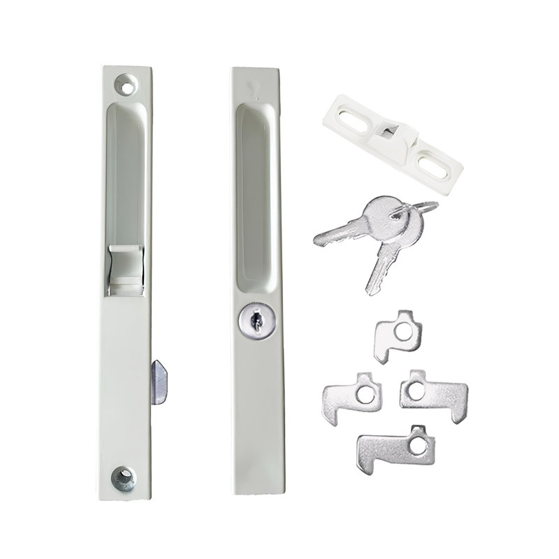 Ensemble de poignées de porte de patio Brixwell 13-192wk avec clé, cames et finition blanche