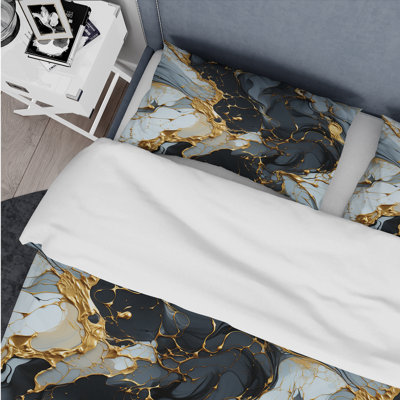 Gilded Gold And Black Luxe Marble Splendor Marble Duvet Cover