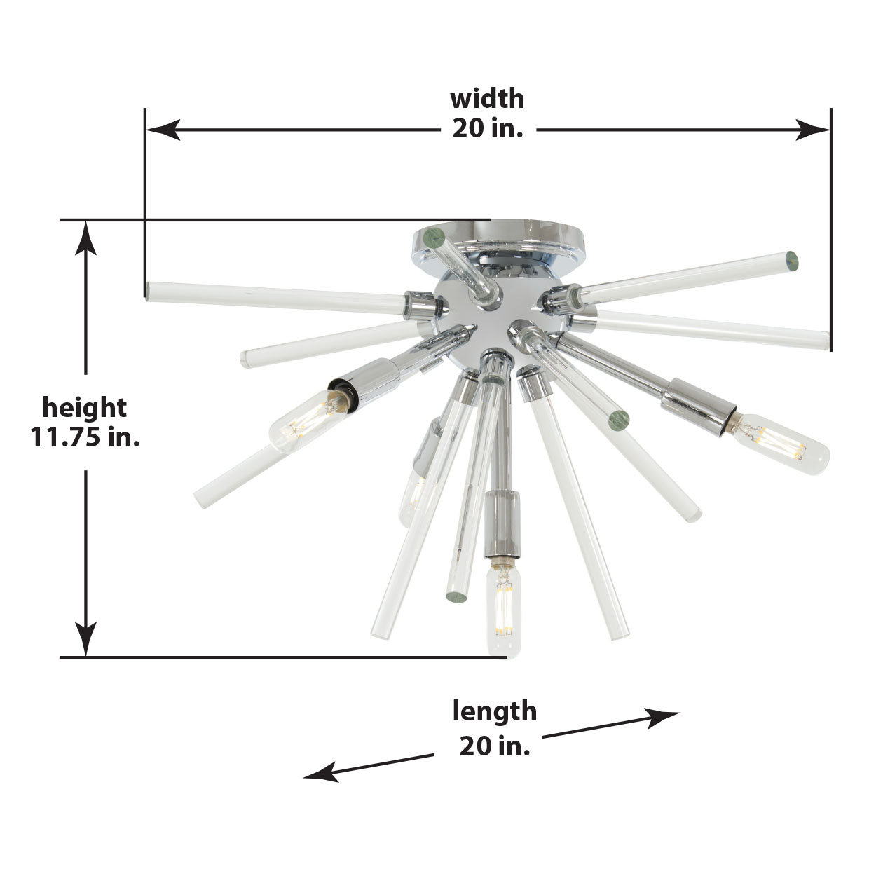 Bora 4-Light Flush Mount, Chrome