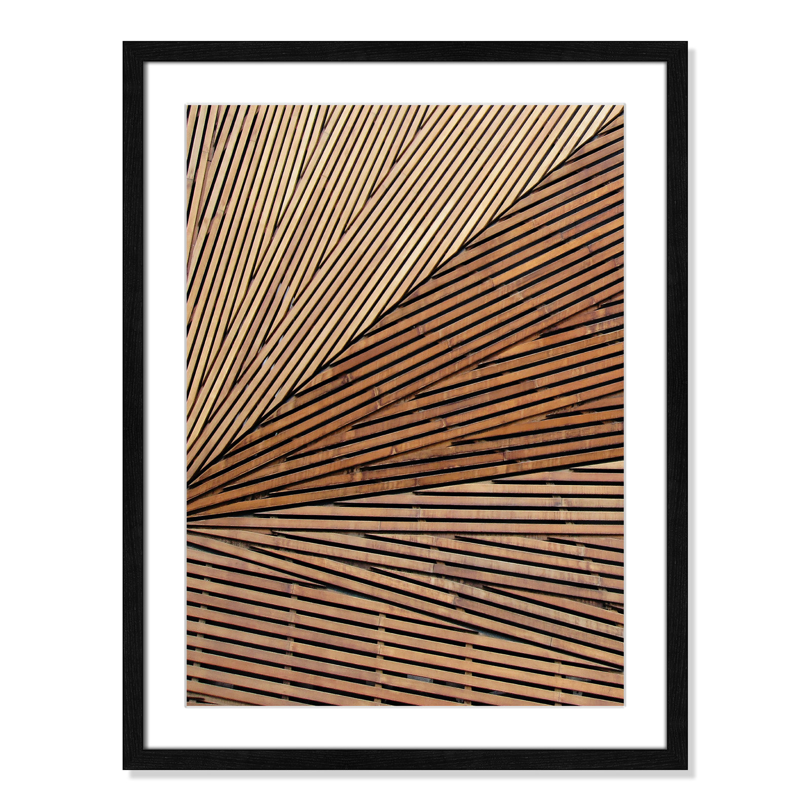 Fayette "Geometric Wood Panel 1" Print, Black Wood Grain, 23" H x 17" W x 0.75" D