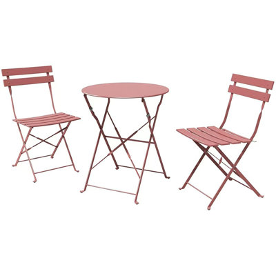 Ensemble bistro 3 pièces pliable, ensemble de mobilier de patio pliable avec cadre de qualité supérieure, ensemble bistro et chaises d'extérieur pour 2 personnes
