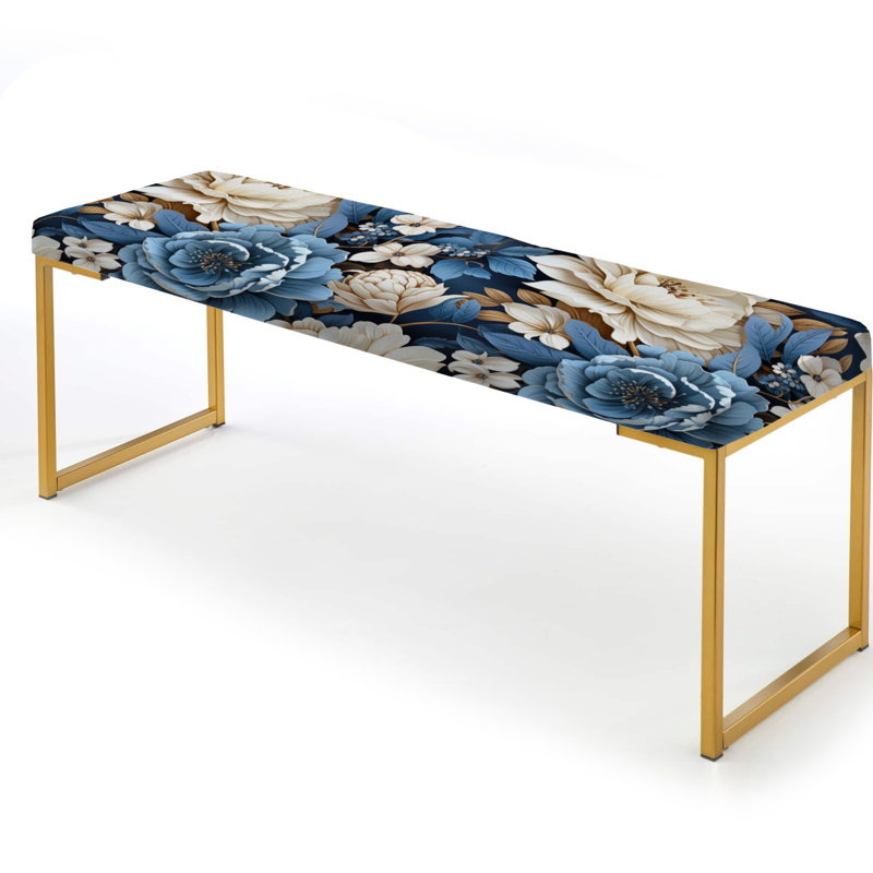 Banc rembourré or, Blue And White Exotic Floral Canvas I
