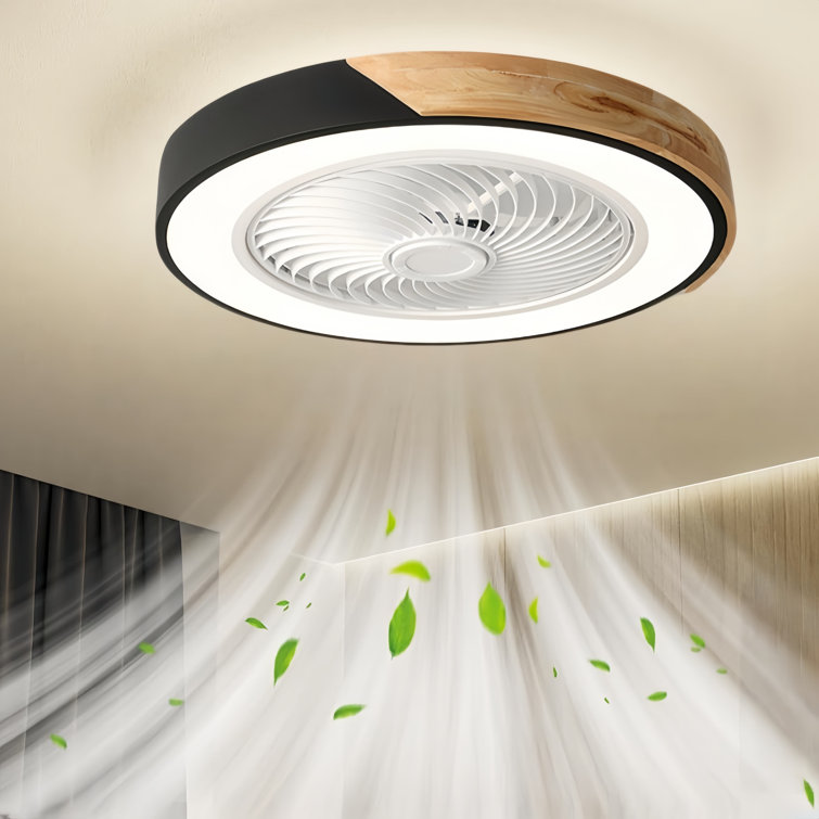 19.7" Modern Flush Mount Ceiling Fans With LED Light Dimmable Low Profile Ceiling Fans with Light