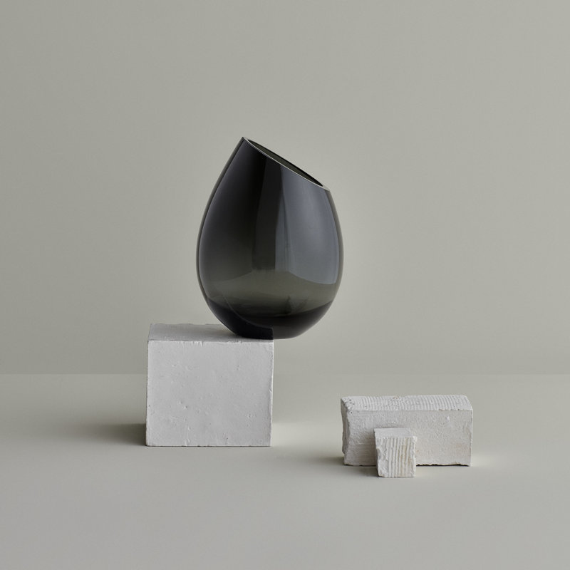 Drop Glass Table Vase, 9.45" H x 7.48" W x 7.48" D, Smoke