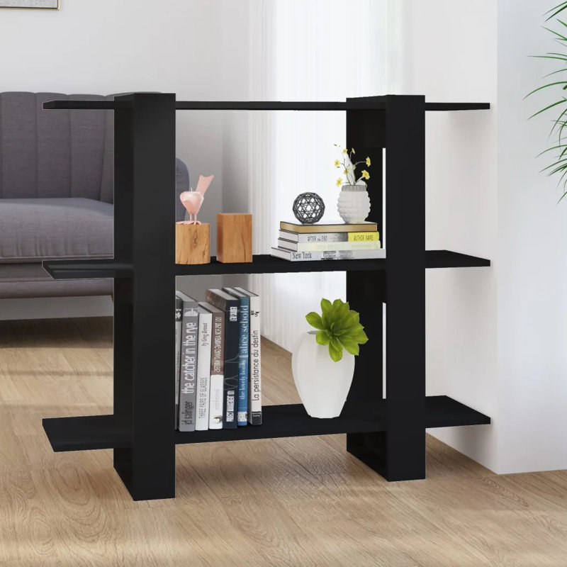 Gendrutis Bookcase, Black, 87cm H x 100cm W x 30cm D