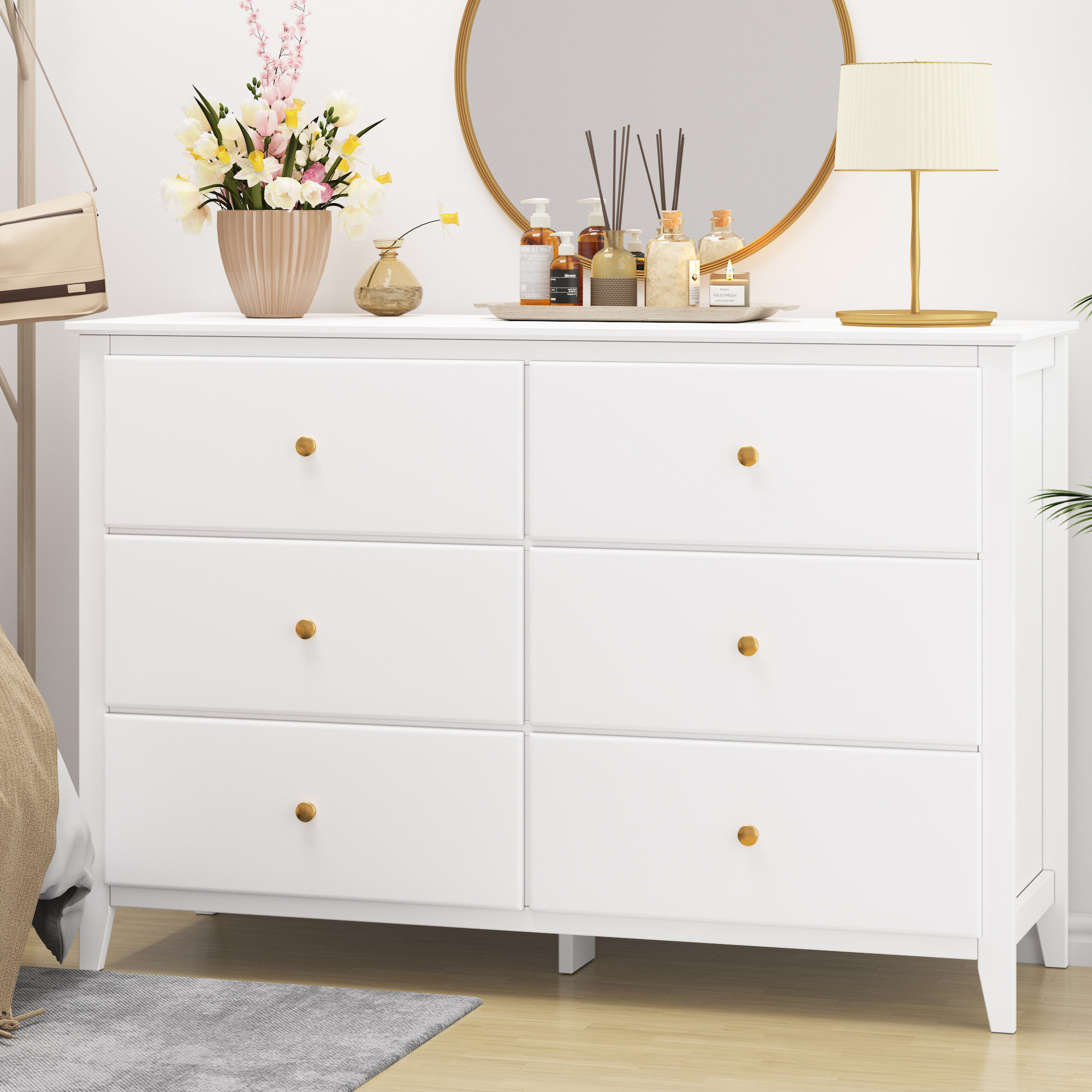 6 Drawer Double Fabric Dresser for Bedroom, Nursery - Lifewit