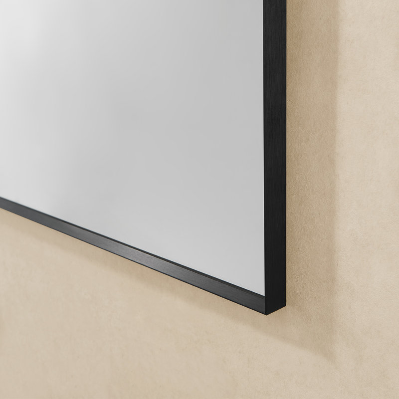 Metal Flat Wall Mirror, 36" H x 24" W, Black