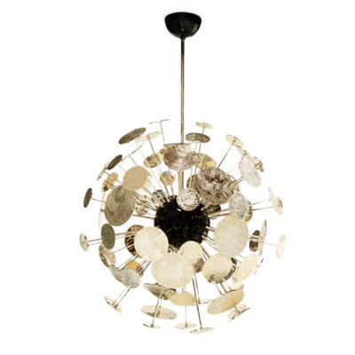 Lustre spoutnik clair avec accents en verre, lampe à suspension Newton