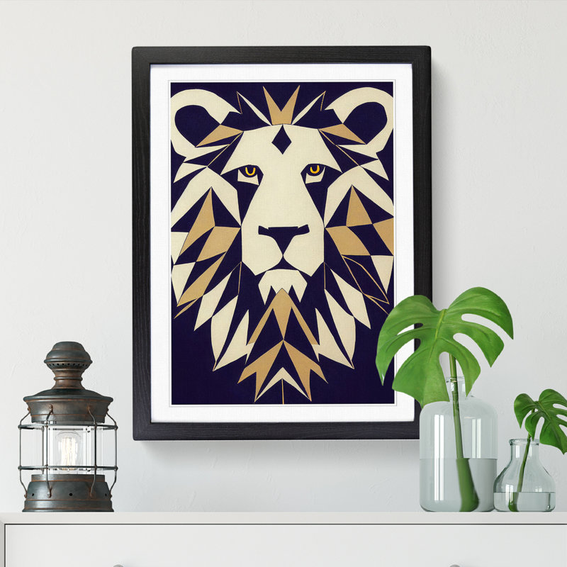 Contemporary Lion Vol.2 - Single Picture Frame Print, 64cm H x 46cm W, Walnut Framed