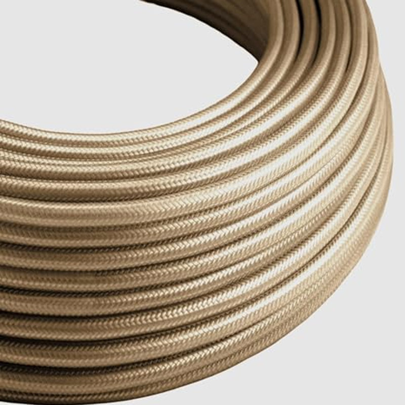 5m 2 Core Round Fabric Electrical Cable Braided Flex Cord for Lightning Lamp and DIY Projects, Cream