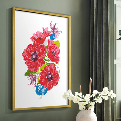 Brilliant Poppies I Framed Print - Solid Wood