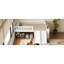 Structure de lit simple avec tablette de rangement, structure de lit en bois avec glissière et échelle, lit plateforme simple avec garde-corps, aucun sommier requis, assemblage facile, blanc