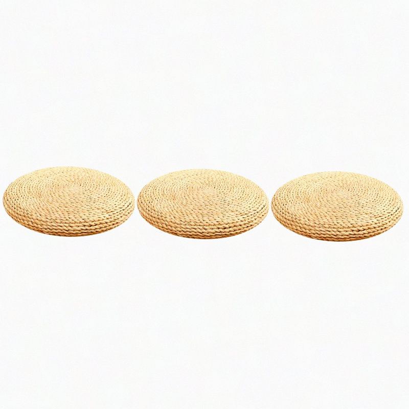 ZenComfort Meditation Cushion Set - Round Stool Cushions for Yoga, Floor Mat Decor, Hand-Woven Ottoman Pouf, Stuffed Seat Pad for Meditating