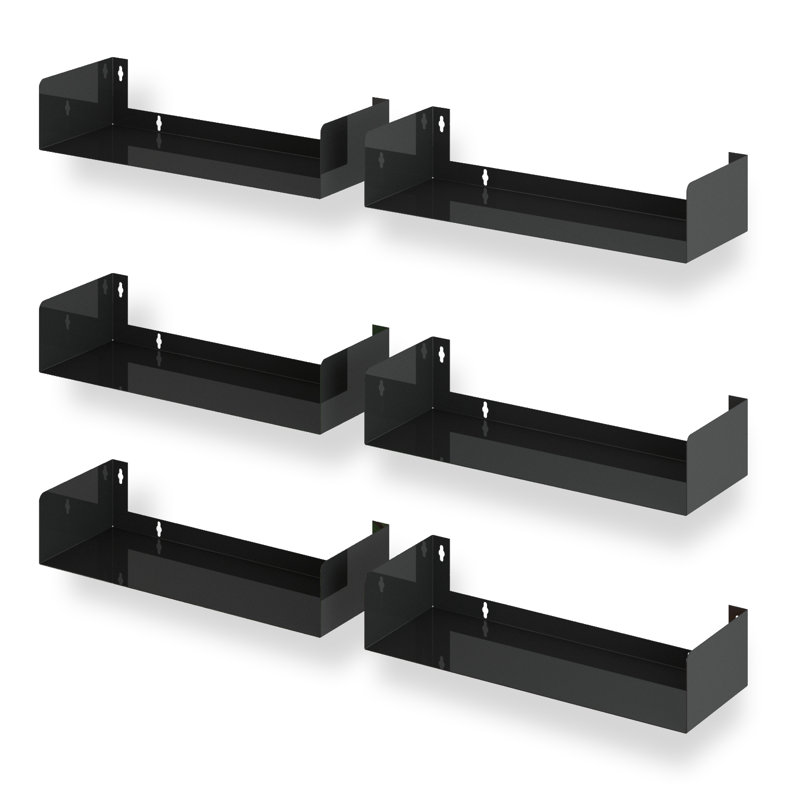 River Ridge 17" W Metal Floating Shelf, Black