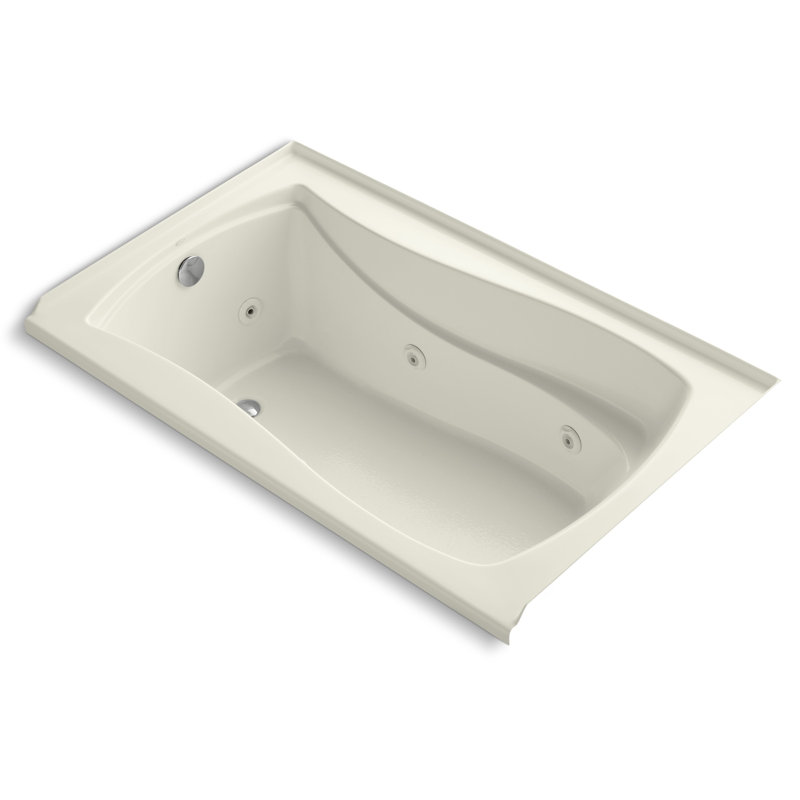 Mariposa® 60" x 36" Alcove/Tile In Whirlpool Acrylic Bathtub, Biscuit, Left