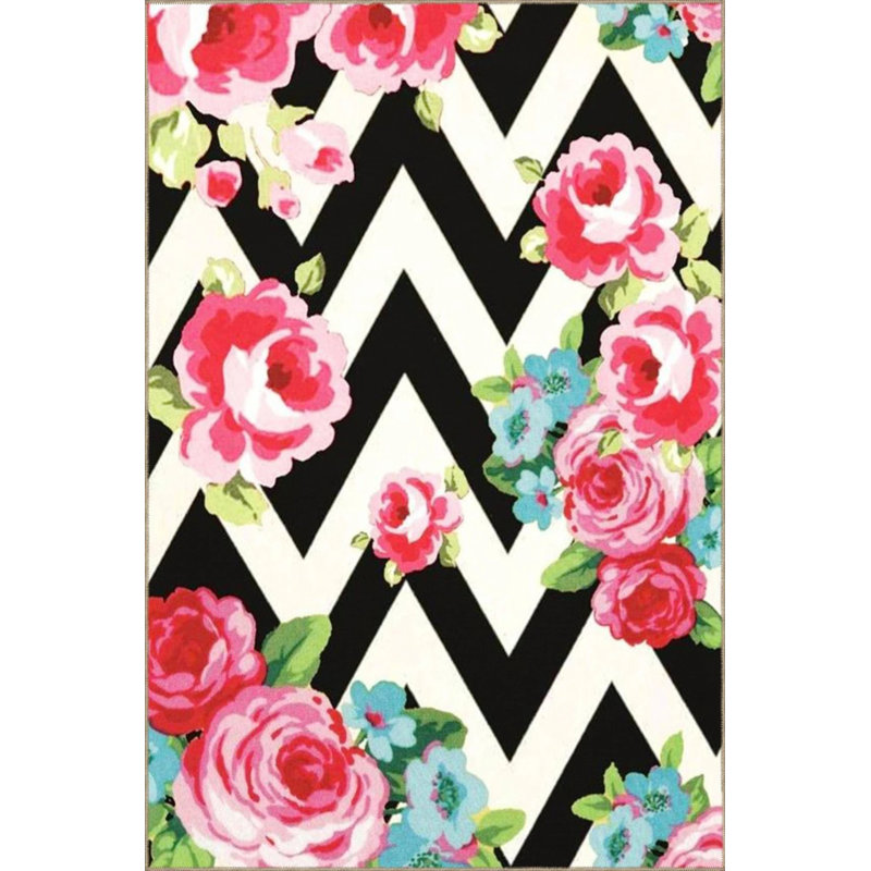 Décoration florale rose à motif floral en croix rétro, Rectangle 2 pi 4 po x 4 pi