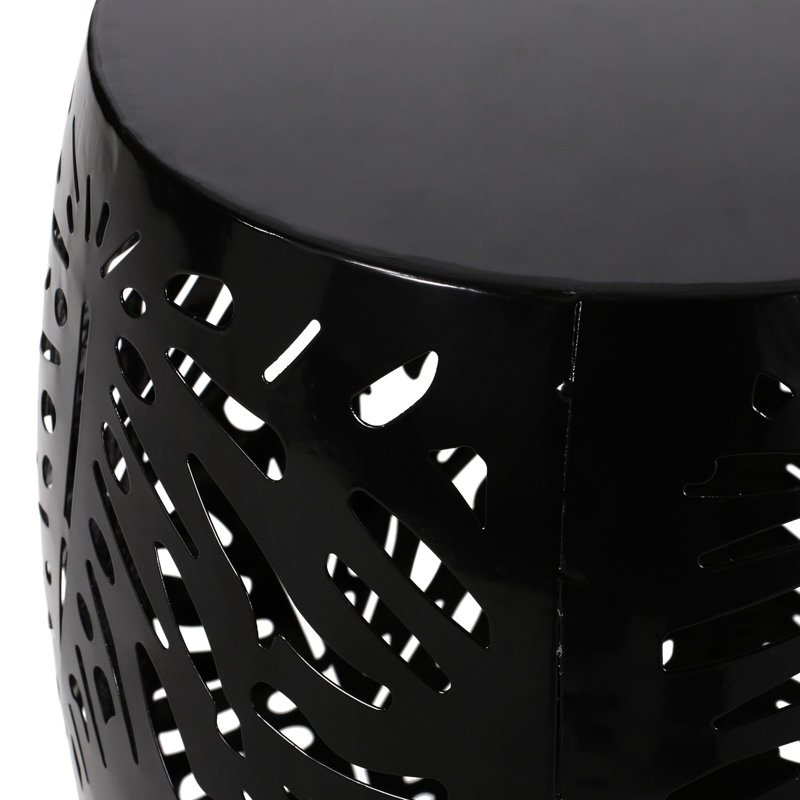 Stylish Metal End Table With Frame - Black, 16.61"w X 16.61"d 20.71"h, No Assembly Iron Cut Side 16.61"x16.61"x20.71", Required
