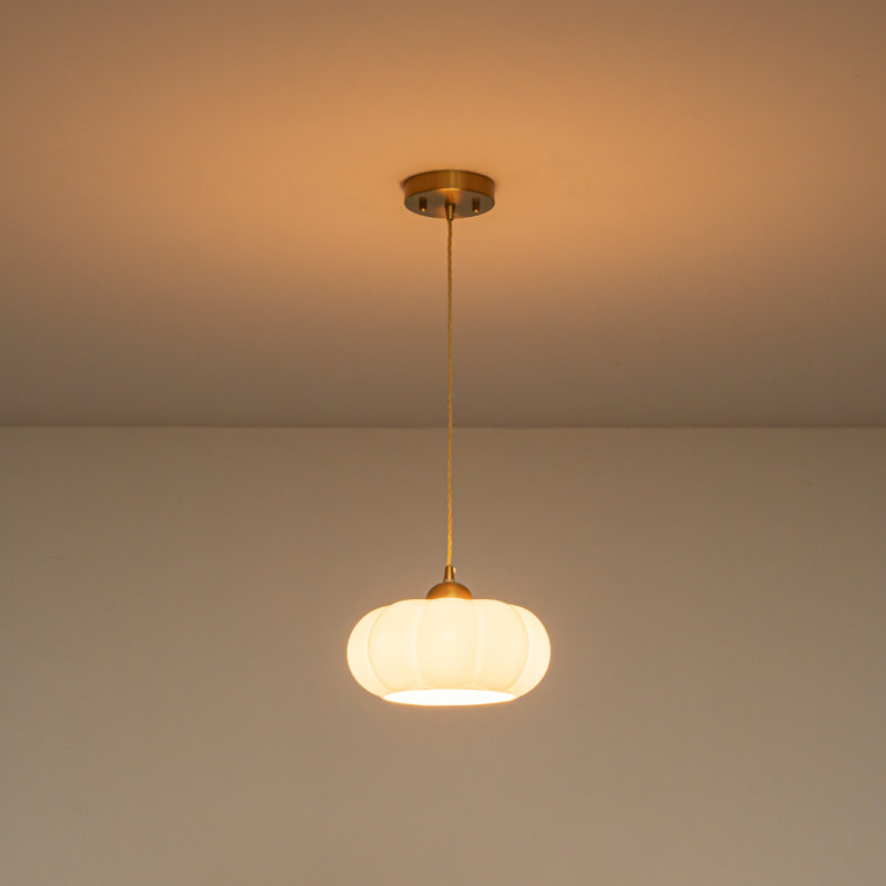 Luminaire suspendu en verre blanc 1 lumière